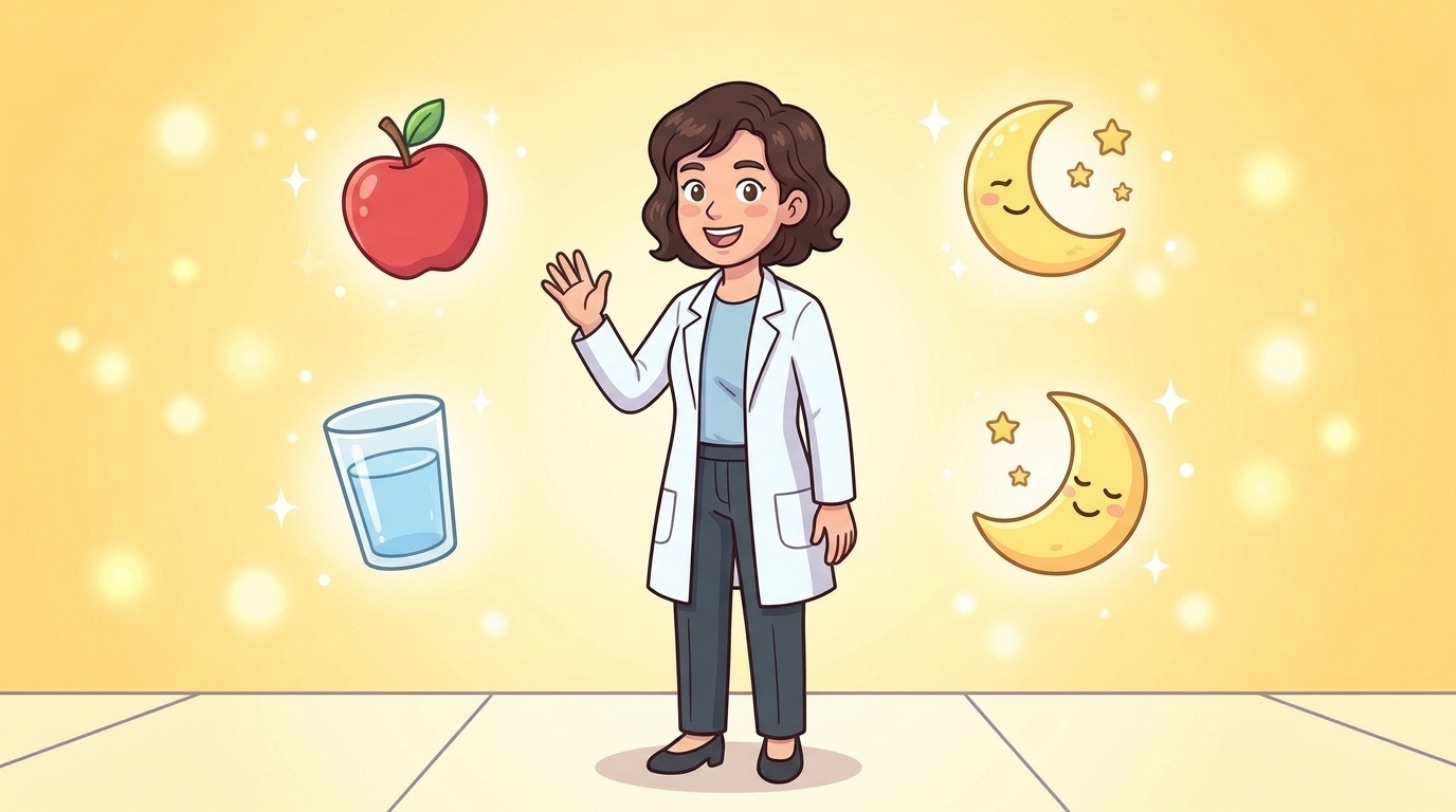 면역 시스템의 방어 — 우리 몸속 군대를 튼튼하게 지키려면 규칙적인 운동, 골고루 먹기, 푹 자기가 중요해! 앞으로도 몸속 건강을 함께 지켜나가자, 안녕!